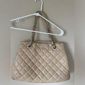 Large Kate Spade Cream & Gold Coast Maryanne quilted shoulder bag